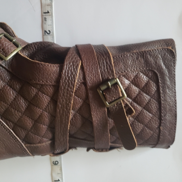 Steve Madden Banddit Sz 7 Leather Brown Moto Buckle Boots quilted Women - Picture 11 of 16